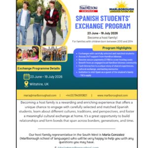 SPANISH STUDENTS' EXCHANGE PROGRAM – SUMMER 2026